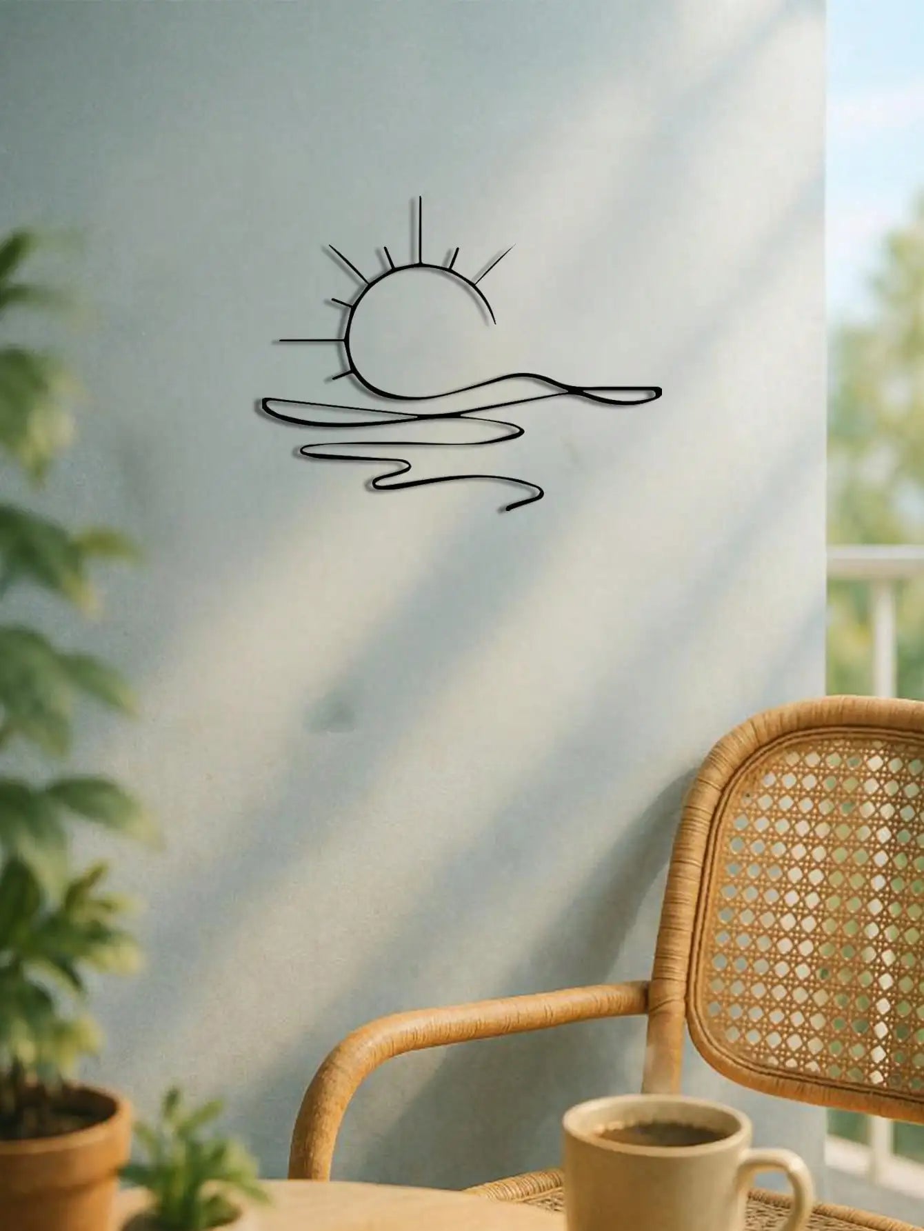 "Minimalist Sunrise Metal Wall Art – Abstract Sun Design, Modern Home Decor & Versatile Gift"