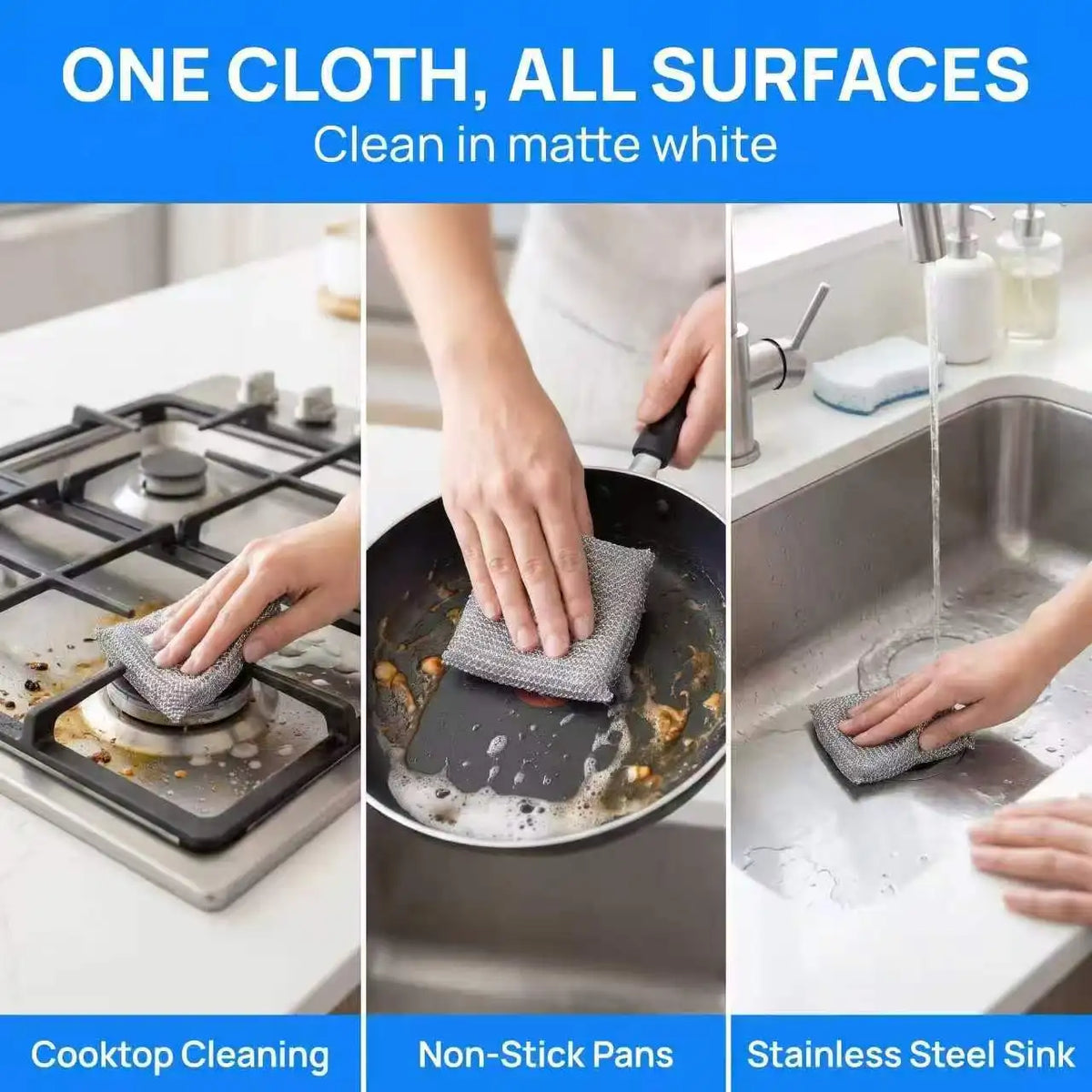 Multi-Pack Heavy‑duty mesh cleaning cloths for dishes pans sinks and stovetops