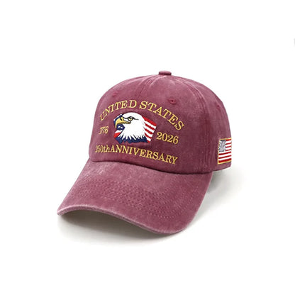 USA 250 Years Anniversary Eagle Embroidery American Flag Baseball Cap 1776-2026 Independence Day