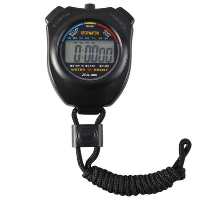 Portable Waterproof Chronometer Handheld Stopwatch Digital Sport Stopwatch LCD Timer Stop Watch Timer Tool Black