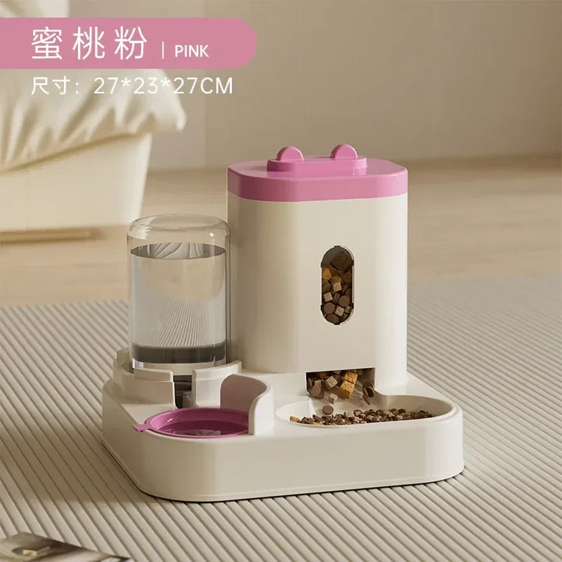 Automatic Gravity Feeder Dog Cat Food Bowl With Water Fountain Large Capacity Pet Food Storage Dispenser Container Puppy Pet Accessories