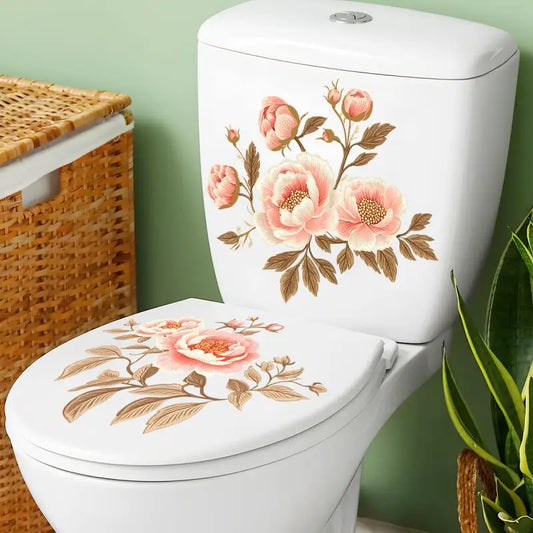 2Sheet Bathroom Toilet Sticker Modern Minimalist Flower Butterfly Pattern Self-adhesive Paintings For Bathroom Living Decoration
