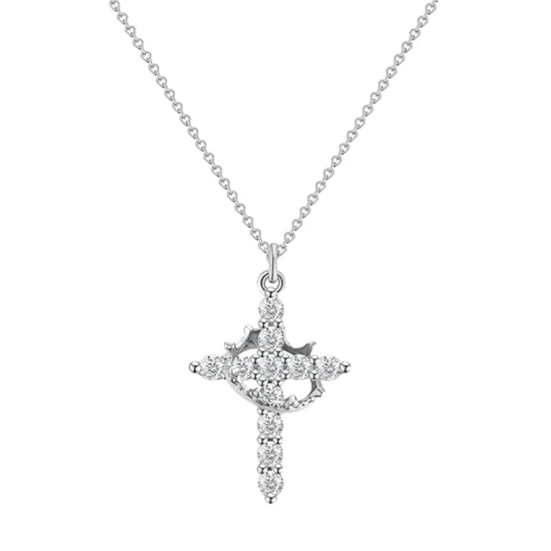 Light Luxury Pave Zircon Cross Necklace | Gold/Silver Dual-Tone Colors | Unique Versatile Daily Jewelry