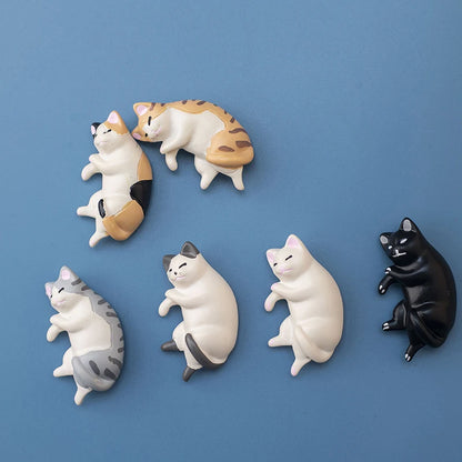 6pcs Kawaii Resin Mini Sleeping Cat Mini Figures Miniature Things Statues Dollhouse Room Home Decor Items Desk Accessories