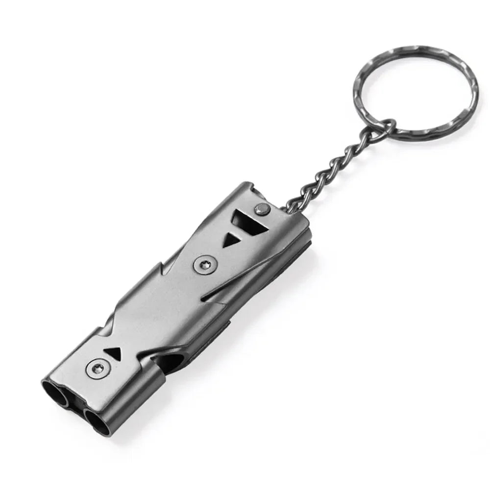 Double-Pipe Whistle Keychain Emergency Survival Camping Outdoor Tool