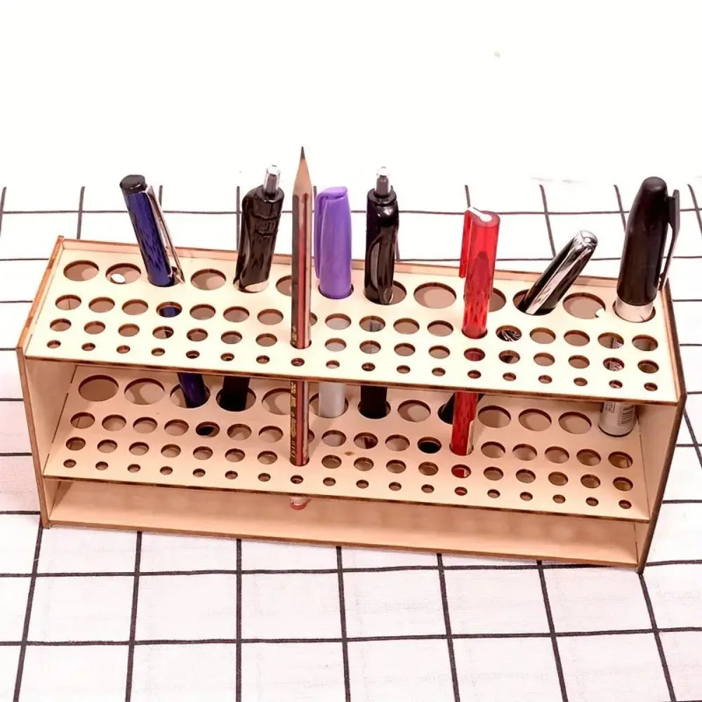 67-Slot Brush Holder Double-layer Durable Artist Desk Organizer Pencil Paint Brushes Storage Art Craft