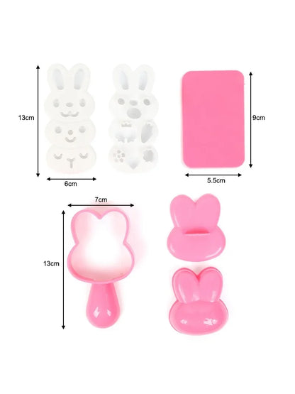 Rice Ball Mold Set Chicken Bear Kawaii Sushi Curry Rice Mould Pattern Bento Accessories Seaweed Cutter Kitchen Tools