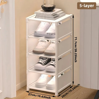 1 Piece Dustproof Single-Row Multi-Layer Shoe Rack, Shoe Storage Organizer, Entryway Furniture Shoe Cabinet, Easy to Assemble and Space-Saving, Suitable for Entryway, Closet, Living Room, Bedroom