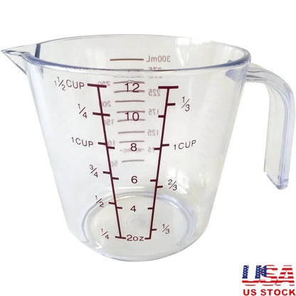 12 oz Plastic Measuring Cup Clear 1.5 Cup Capacity Kitchen Tool Baking Cooking Essential 4.75x3.63x3.5 Inch