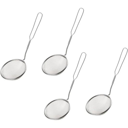 4pcs Stainless Steel Strainer Spoons Multipurpose Hot Pot Colanders for Oil Filtering and Draining Small Kitchen Scoop for Home