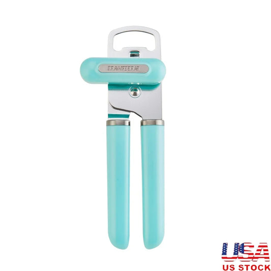 Professional Can Opener Bottle Opener with Easy Turn Knob Ergonomic Grip Compact Kitchen Tool Stainless Steel