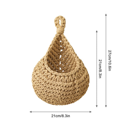 1PC Hanging Fruit Basket Boho Jute Hanging Organizing Baskets Handwoven Decorative Kitchen Fruit Vegetable Storage Baskets