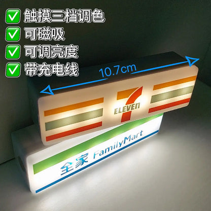 Convenience Store Fridge Magnet Miniature Model Magnetic Attraction Decorative Night Light Atmosphere Light Glowing Signboard