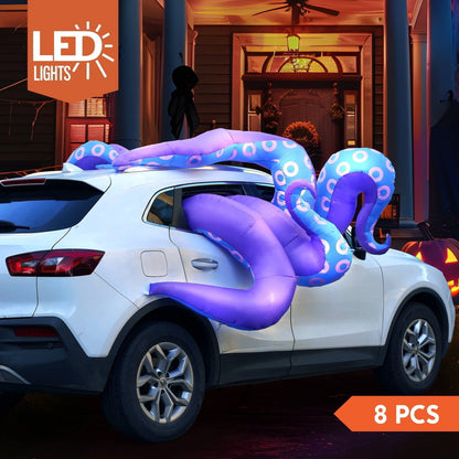 Joyfy 8 pcs Halloween Inflatable Octopus Tentacles Decoration Octopus Tentacles with Built-in LED Light for Halloween Party