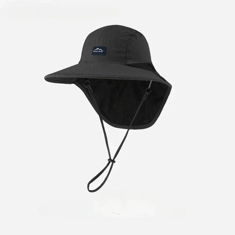 Wide Brim Neck Protection Unisex Bucket Hats Outdoor Visor Quick-drying