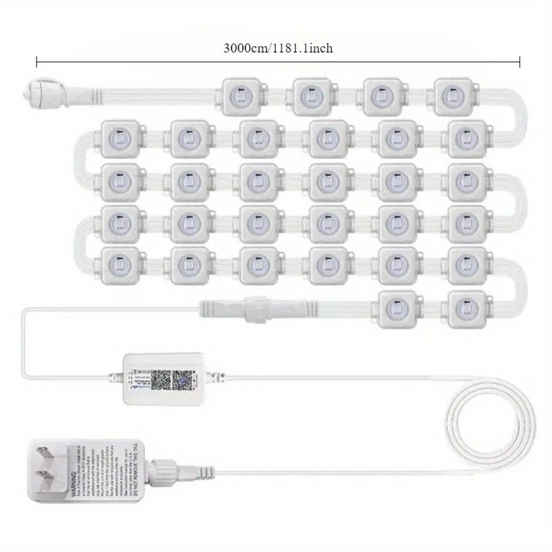 147FT 90LEDs Permanent Outdoor Light String APP Smart RGBIC Eaves LED Lights DIY Scene Modes Christmas Party Lighting Decoration