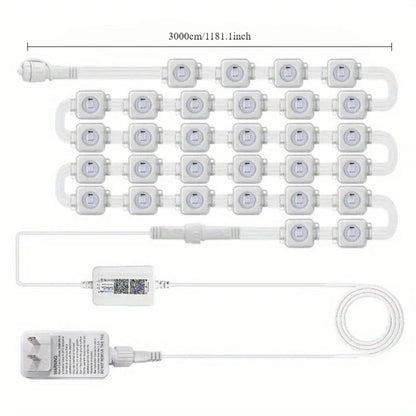 147FT 90LEDs Permanent Outdoor Light String APP Smart RGBIC Eaves LED Lights DIY Scene Modes Christmas Party Lighting Decoration