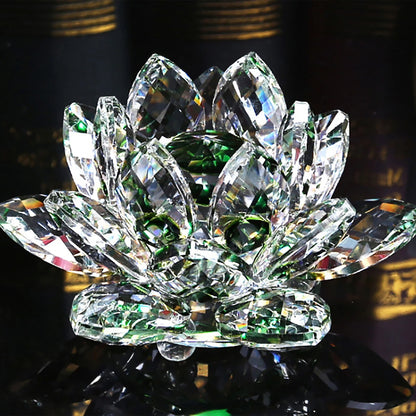 Crystal Lotus Flower Figurines Flower Crafts Glass Car Figurines for Tabletop Centerpiece Home Office