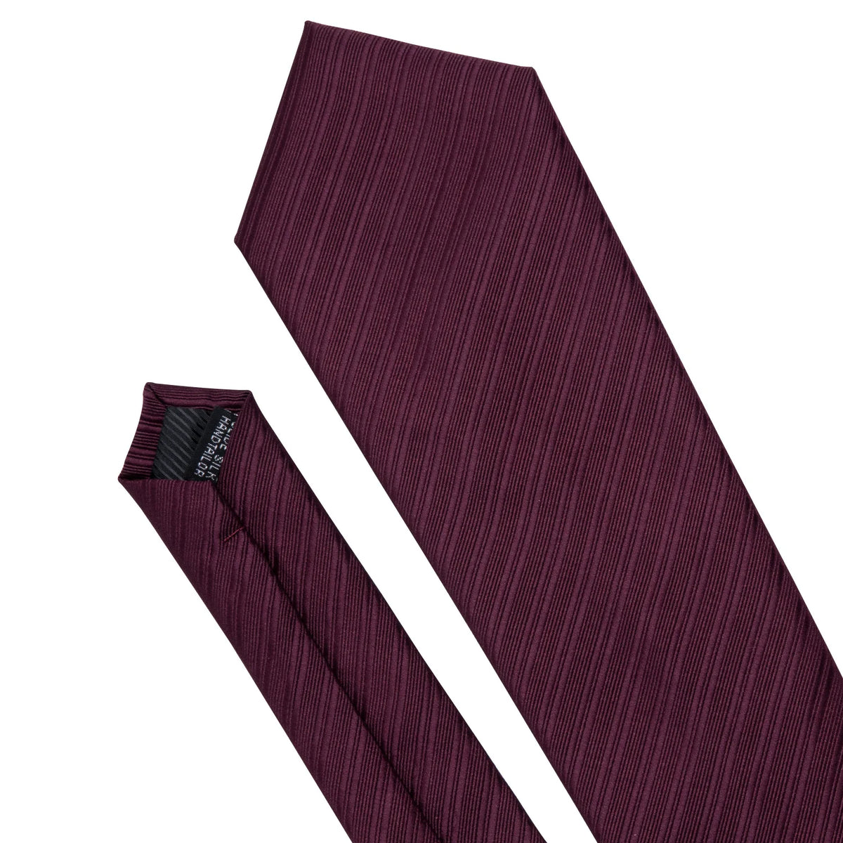 Designer Necktie Pocket Square Cufflinks Set Burgundy Striped