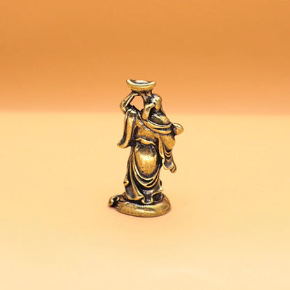 Maitreya Buddha Miniatures Figurines Brass Small Statue Ornaments Home Decor Craft for Living Room Desk Decoration