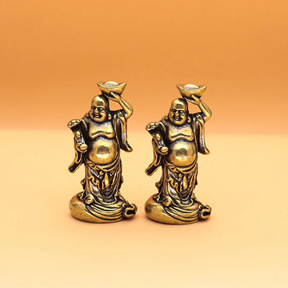 Maitreya Buddha Miniatures Figurines Brass Small Statue Ornaments Home Decor Craft for Living Room Desk Decoration