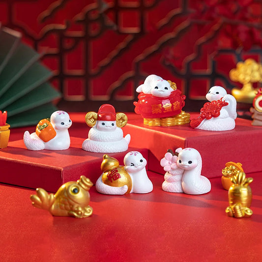 2025 Year Of The Snake Ornament Cartoon Lucky Snake Figurine Micro Landscape Car Interior Home Desktop Decoration