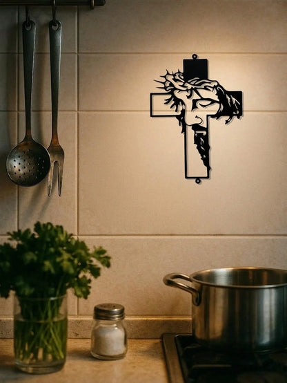 Premium 11.8Inch Jesus Metal Cross Wall Hanging–Rustic Christian Home Decor for Indoor&Outdoor Walls,Faith-Based Art for Bedroom