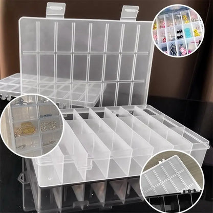 24 Grids Plastic Storage Box Jewelry Organizer Bead Craft Case Screw Container