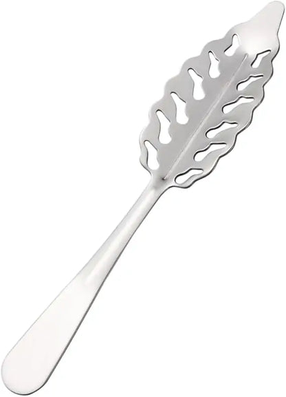Stainless Steel Cube Sugar Colander Strainer and Ice Filter Spoon for Cocktails and Cooking Rustproof Kitchen Utensil Leaves Si