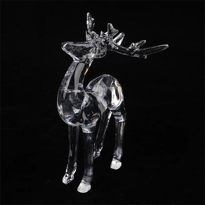 1Pc Crystal Deer Figurines Desktop Ornament Room Decor Transparent Elk Reindeer Sculpture Home Office Decoration