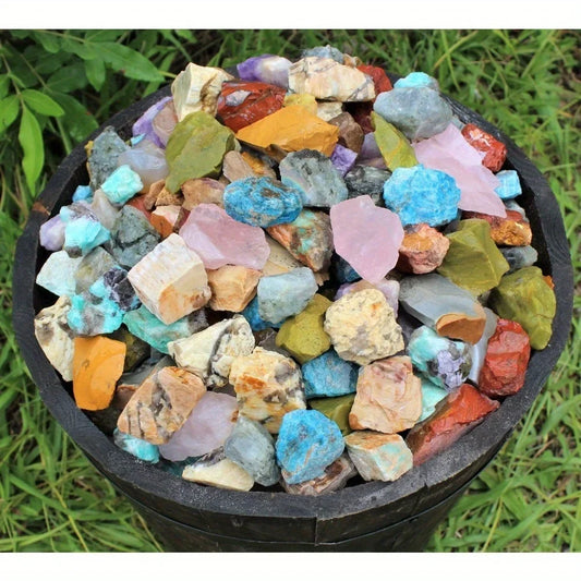 1–2lb Bulk Natural Crystal Stones – Mixed Gemstones for Crafts, Decor & Healing