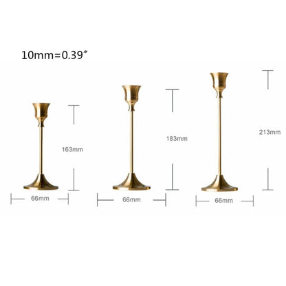 3pc Candlestick Holders Kit Brass Gold Candlestick Set Candle Holders Decorative Candlestick Stand for Wedding Party Dinning