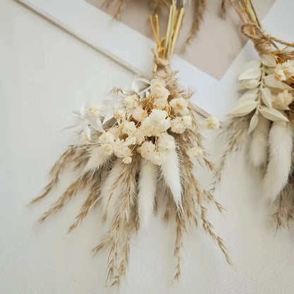 Mini Dried Flower Bouquet Set of 12 Boho Wedding Decor Boutonniere for Men Table Centerpieces Pampas Grass For Birthday Cake