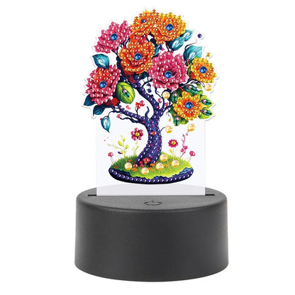 DIY Diamonds Painting Animals Table Lamp Handmade Diamond Mosaic Lamp LED Diamond Embroidery Night Lamp for Office Desktop Decor