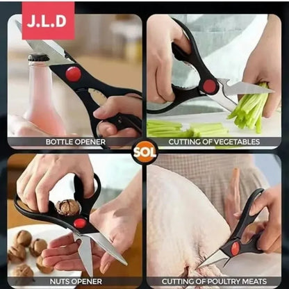 MultiFunctional Kitchen Scissors with Stainless Steel Blades and Ergonomic Grip for Cutting Meat and Vegetables Opening Bottles