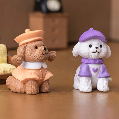 6PCS Desk Accessories Figurines Miniatures Cute Simulation Dog Pomeranian Micro Landscape Ornaments For Home Decoration
