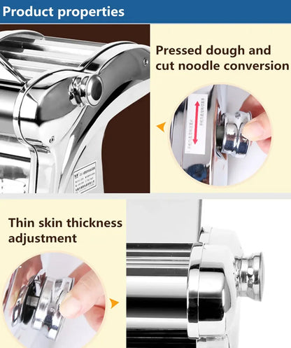 Commercial Electric Noodle & Pasta Maker – Stainless Steel Dough Roller Sheeter