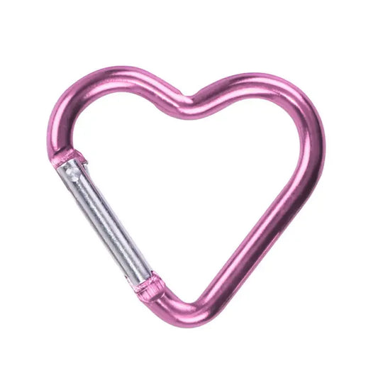 1 Pcs Heart-shaped Aluminum Carabiner Key Chain Clip Outdoor Keyring Hook Water Bottle Hanging Buckle Travel Kit Accessories