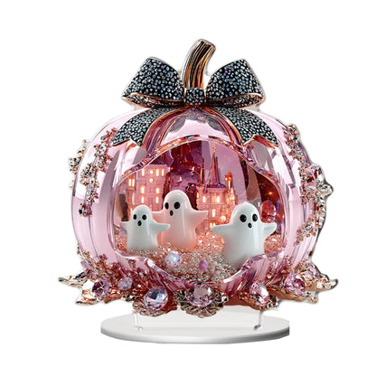 Halloween Party Decorations Spooky Acrylic Crystal Pumpkin 2D Flat Statue Ornament Table Centerpiece for Home Décor