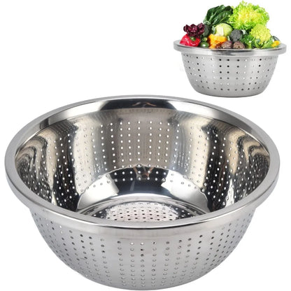 Stainless Steel Colander, Vegetable Washing Basket proof Multifunction Food Strainer Bowl for Kitchen, Vegetable Slicer Grater S