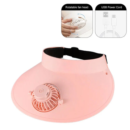 Empty Top Cap with Fan Three Temp Settings Breathable Cooling Fan Hat for Women for Sun Protection and Outdoor