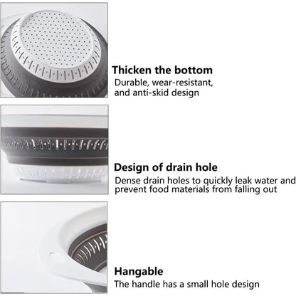 3 Pcs Collapsible Colander and Strainer,Silicone Strainer Colanders & Food Strainers,for Vegetable and Fruit, Kitchen Essential