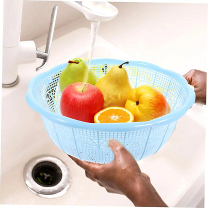 Multifunctional Plastic Rice Washing Basket Set 4pcs Colander for Fruits and Vegetables Sturdy Kitchen Tools Handle for Easy Dr