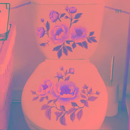 2Sheet Bathroom Toilet Sticker Modern Minimalist Flower Butterfly Pattern Self-adhesive Paintings For Bathroom Living Decoration