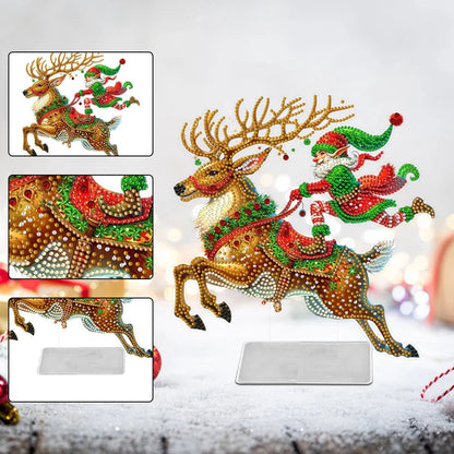 Acrylic Christmas Special Shape Merry-go-round Rhinestones Desktop Ornaments Diamond Painting Desktop Decors for Adults Beginner