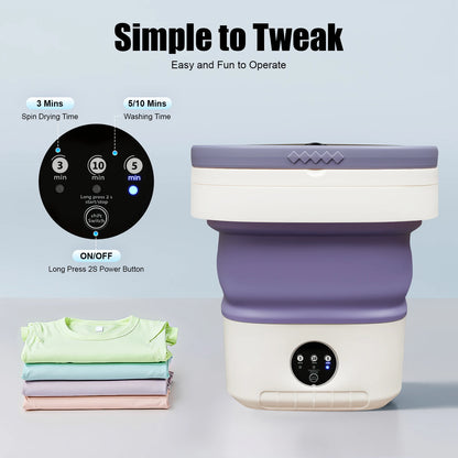 Mini Foldable Washing Machine 12L Capacity Pure Copper Motor 3 Washing Modes Easy To Move for Baby Clothes Underwear