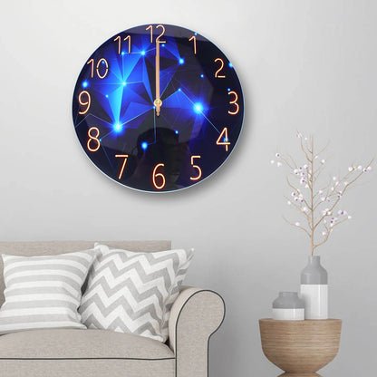 12Inch Wall Clock Silent Large Wall Clock Glass Wall Clock Battery Operated Blue Decorative Wall Clocks