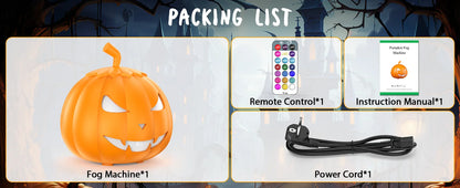 U'King 600W Pumpkin Fog Machine 12 Color RGB 6LED Lighting Effect Smoke Machine Remote for DJ Show Club Halloween Maker Fogger
