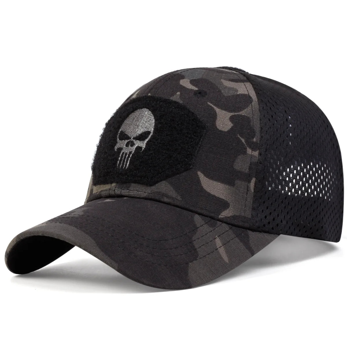 Unisex Skull Embroidered Baseball Caps Outdoor Breathable Mesh Tactics Mountaineering Peaked Hat Adjustable Snapback Caps