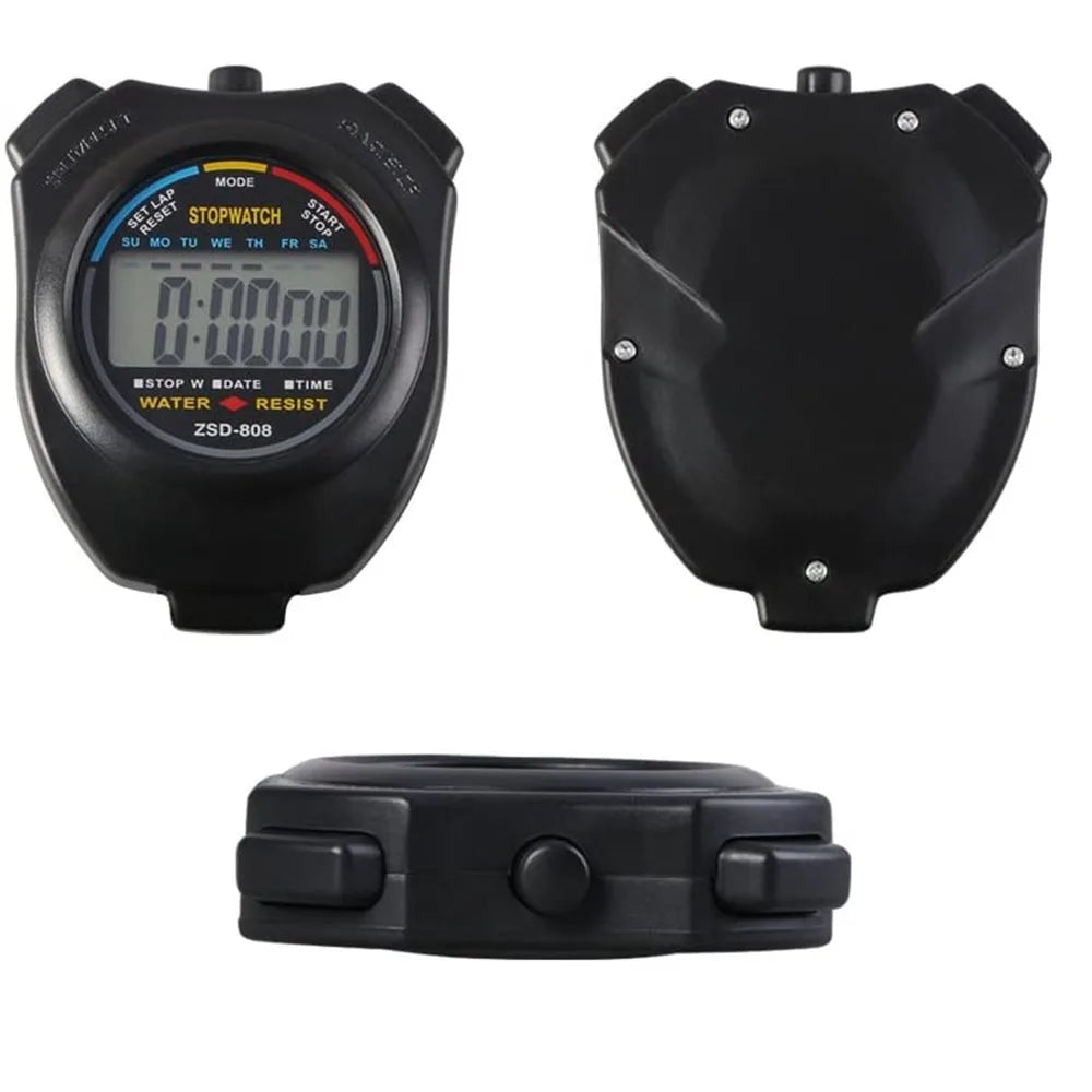 Portable Waterproof Chronometer Handheld Stopwatch Digital Sport Stopwatch LCD Timer Stop Watch Timer Tool Black